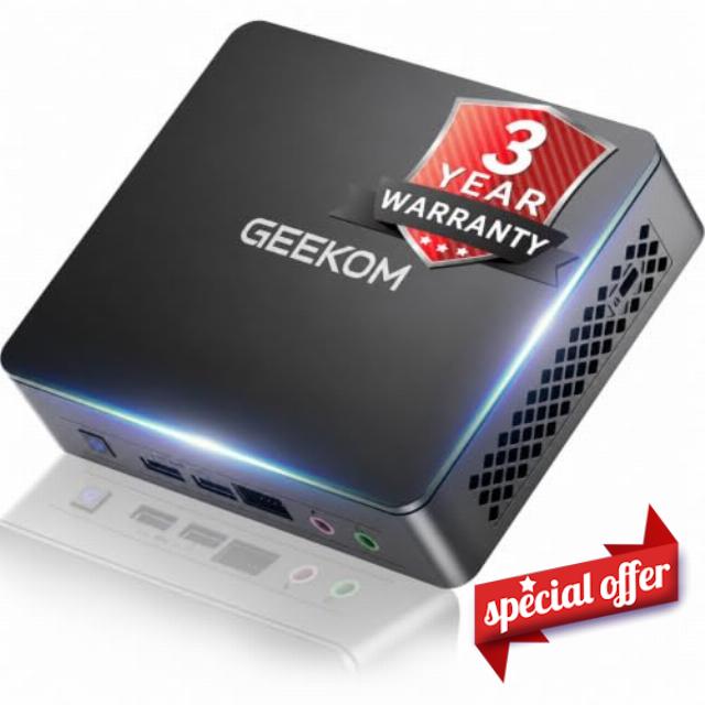 GEEKOM Air12 Lite Quiet AI Office Mini PC with Intel N95|8GB RAM+256GB SSD                                                          6*USB|9 PIN Interface|WiFi5＆BT5.1|4K Display|HDMI Port|Mini Desktop Computer for Business＆Home/3-year Coverage