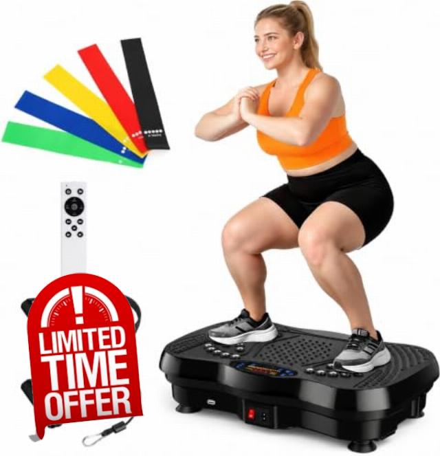 Vibration Plate Exercise Machine for Full Body Lymphatic Drainage                                                          130 Levels Bluetooth Shake Plate with Resistance Band