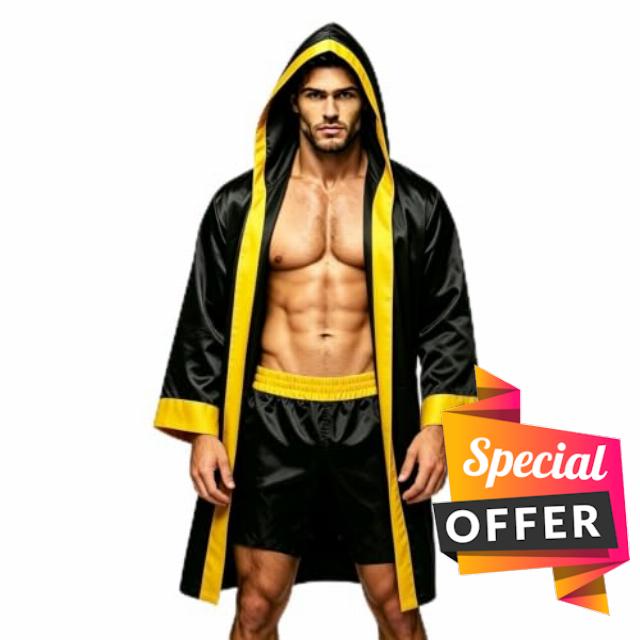 OREAD Mens Stars and Stripes Flag Boxing Costume Patriotic Boxer Hooded Robe with Shorts