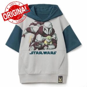 STAR WARS Boys' Star Wars the Mandalorian & Grogu Boys' Short Sleeve Hoodie Sweatshirt Kids Fleece Pullove