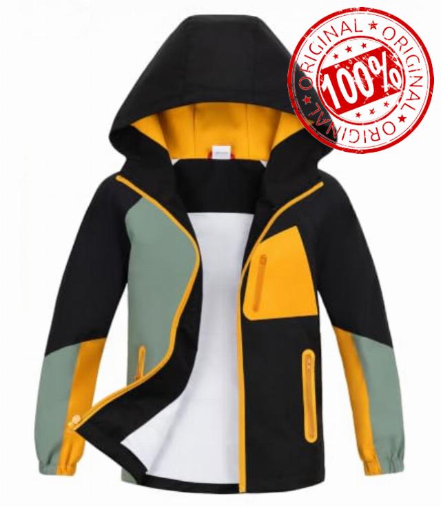 Boys Rain Jacket Waterproof Windbreaker with Hood Mesh Lined                                                          Waterproof Shell
