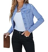 luvamia Denim Jacket for Women Distressed Jean Jackets Button Up Vintage Western Trucker Jacket F...