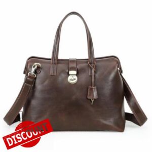 CONTACTS Full Grain Leather Doctor Bag 14.2" Laptop Briefcase with Lock                                                          Anti-Theft Key Lock
