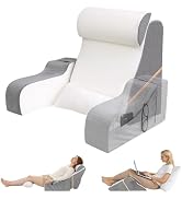 ESUERDO Foldable 60° Ergonomic Reading Pillow for Bed, V2.0, Grey, 25" | Bed Pillow for Sitting U...