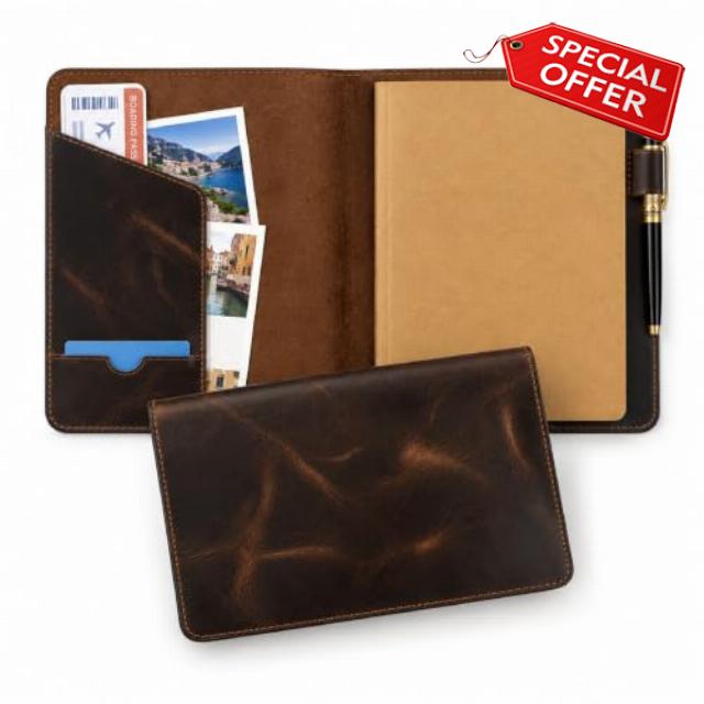 Genuine Leather B5 Journal Cover for Field Notes | 7 x 10" Handmade Refillable Notebook Holde