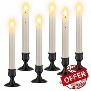 SoulBay USB Rechargeable Window Candles with Sensor Dusk to Dawn Tapers                                                          Electric Christmas Candles