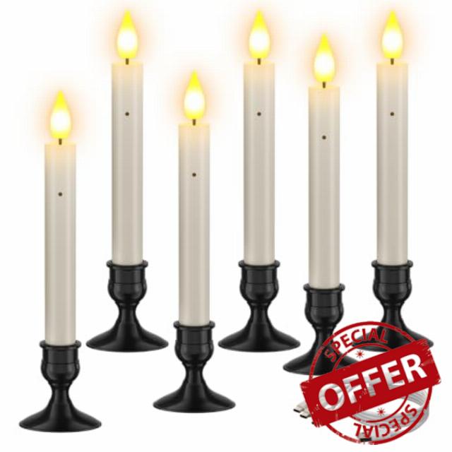 SoulBay USB Rechargeable Window Candles with Sensor Dusk to Dawn Tapers                                                          Electric Christmas Candles