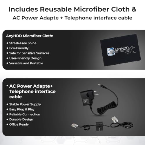 AC power adapter and telephone interface cable for desk phones