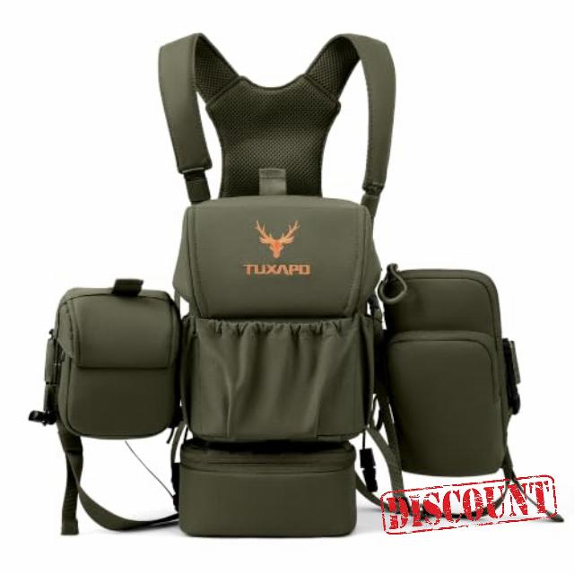 Silent Bino Chest Pack with Rangefinder Zipper Pockets Molle Storage Case                                                          Silent Telescope Bag