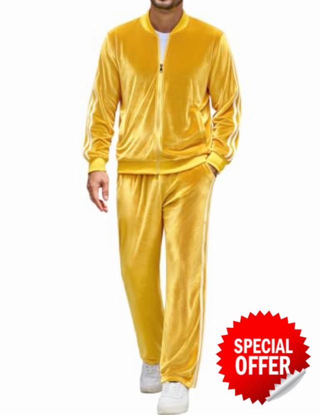COOFANDY Mens Velour Tracksuit 2 Piece Set Sweatsuits Velvet Jogging Suits                                                          Soft And Wrinkle-Resistant