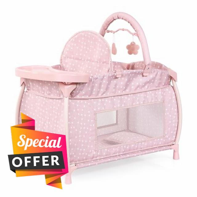 Bayer Design: Doll Multi-Bed - Soft Pink & Polka Dot - Sleep Playpen