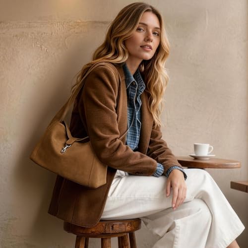 Soft Slouchy Shoulder Bags Trendy Underarm Bags with Keychain