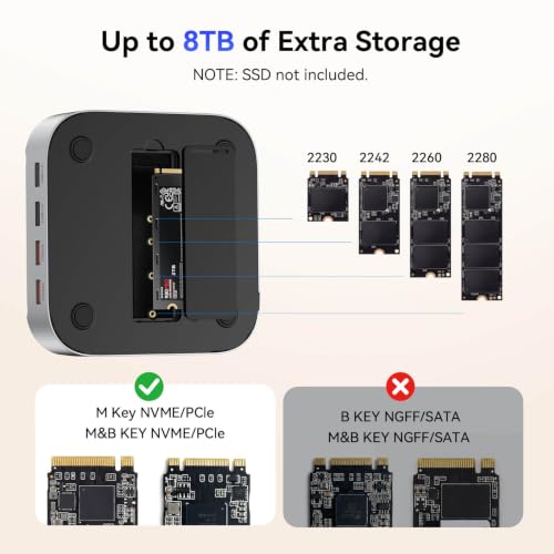 M4 Dock with 8TB M.2 NVMe SSD Enclosure 13-in-1 Mac mini Dock