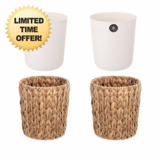 2 Pack Wicker Trash Can