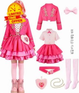 Girls Princess Dress Pink of Wonderland Costume Set                                                          Halloween Costume