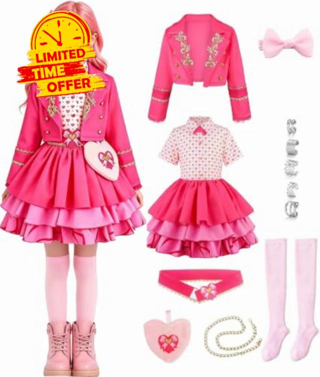 Girls Princess Dress Pink of Wonderland Costume Set                                                          Halloween Costume