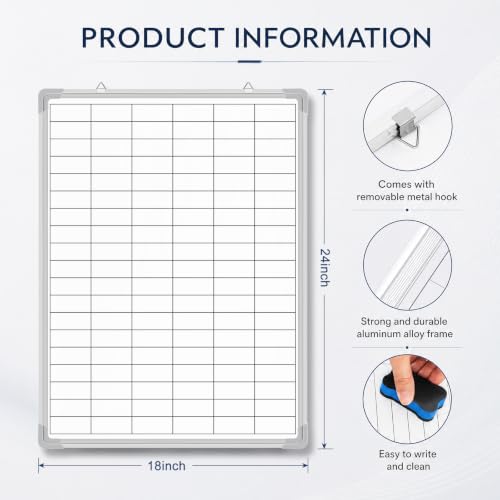 24 x 18 Inch                                                          Lined Dry Erase Surface