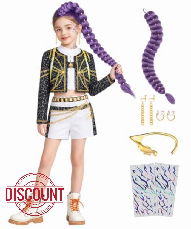 Pop Performer Costume Kids Girls Halloween Costumes Cosplay Outfit Set                                                          Demon Cosplay Hunters Costume