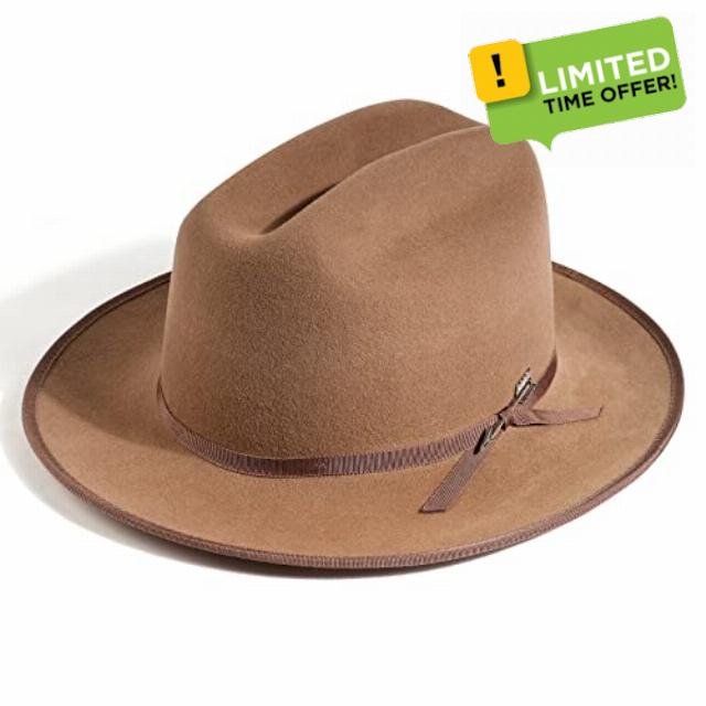 Open Road Hat Fedora Hat Pure Wool Felt Hat Vintage Rancher Panama Hats for Men Wome