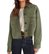 PRETTYGARDEN Women's Faux Suede Cropped Jacket Casual Lightweight Fall Fashion 2026 Winter Coats ...
