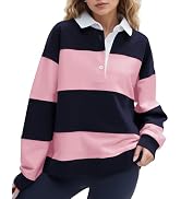 Ardrem Women Striped Polo Shirts Asymmetrical Collar T-Shirts Rugby Shirts | 3/4 Sleeve Tee Shirt...