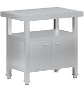 Jocisland 24" x 36" x 34" Stainless Steel Sink Cabinet with Trash Bin Storage, Freestanding Utili...