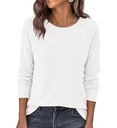 PRETTYGARDEN Womens Long Sleeve Shirts Waffle Knit Lightweight Fall Tops | Crewneck Loose Fit Cur...