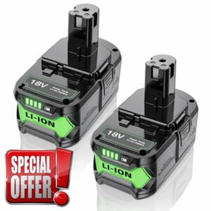 Upgraded 2 Pack 8.0Ah Replacement for Ryobi 18V Battery Compatible with Ryobi 18 Volt Lithium-Ion Battery P108 P104 P105 P102 P103 P122 P109 Cordless Power Tools