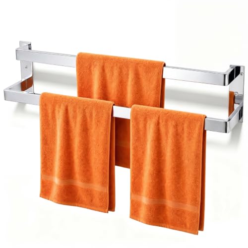 Heavy Duty Bathroom Towel Holder,18" Bathroom Towel Rack for Wall Mounted Stainless Steel 2-Tiers Towel Rail