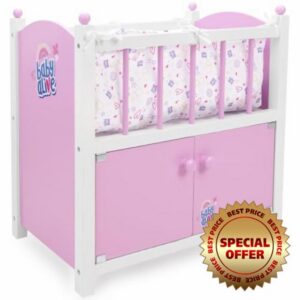 509 Crew: Baby Alive - 2-in-1 Wooden Doll Crib - Pink-White-Purple