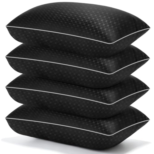 Black Hotel Collection Pillows for Sleeping with Firm Down Alternative Filling