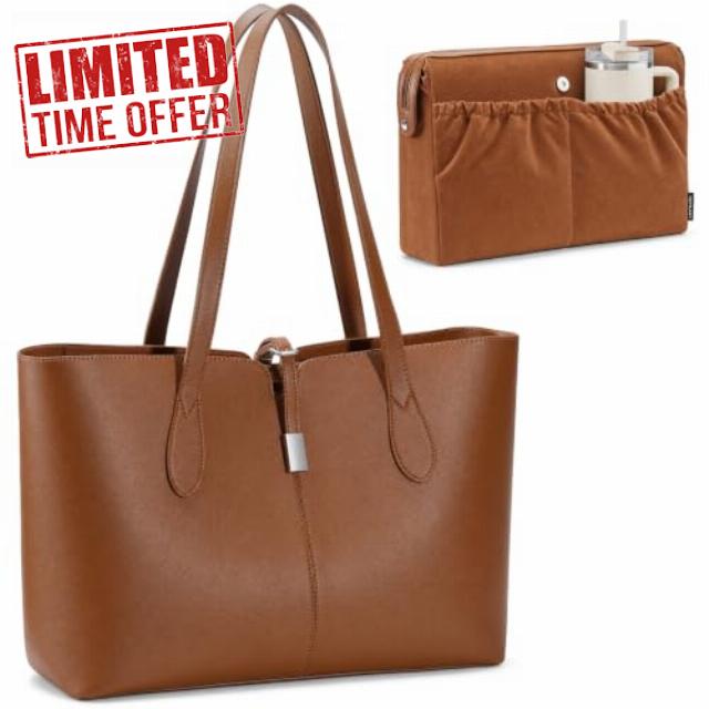 TOPEAST Tote Bag for Women 15.6" Work Handbag with Removable Laptop Sleeve                                                          Leather Laptop Bag Lightweight Computer Handbag Shoulder Bag with Laptop Compartment & Multiple Pockets