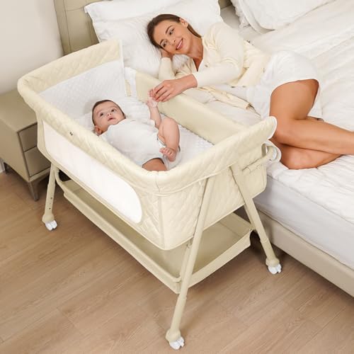 4‑Height Adjustable Baby Crib with Breathable Mesh