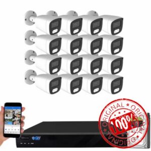 GW Security 16 Channel 12MP NVR 4K Security Camera System with 16 x 8MP PoE Spotlight Color Night Vision Outdoor/Indoor Microphone Bullet Cameras