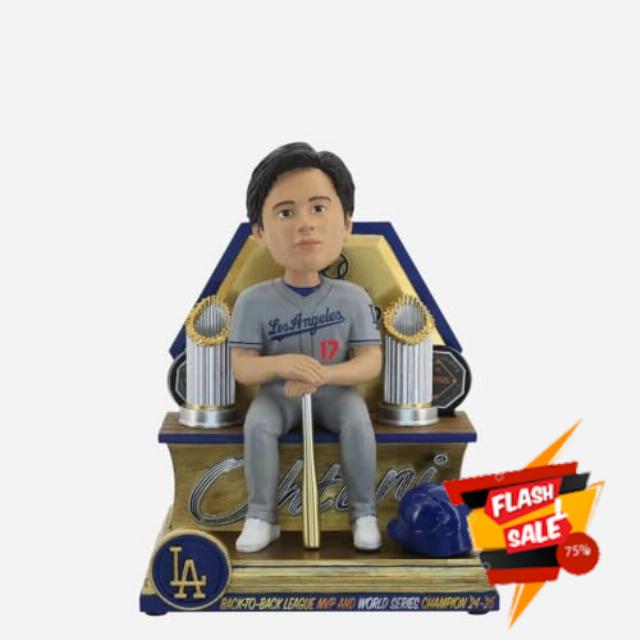 Shohei Ohtani Los Angeles Dodgers Back To Back League MVP & World Series Champion Mini Bobblehead MLB Baseball