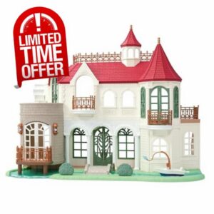 Calico Critters - Red Roof Home - Riverside Manor Dollhouse                                                          Grand waterside living - elegant floors & terraces made for garden parties