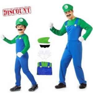 Super Brothers Costume Adult Outfit Jumpsuit For Halloween Cosplay                                                          Include:one Jumpsuit
