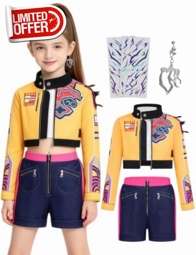 Pop Performer Costume Kids Girls Halloween Costumes with Accessories Set                                                          Hunters Costume