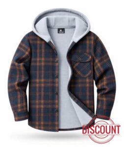 Boys Flannel Jacket Long Sleeve Hoodie Fleece Plaid Button Down Coat Kids                                                          Warm Soft Outerwear