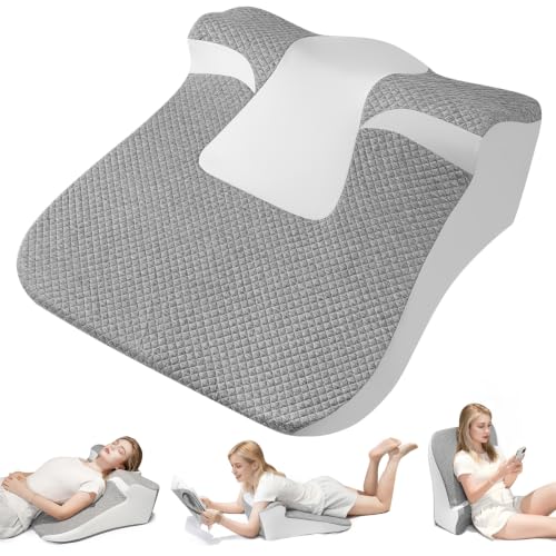 Ergonomic Wedge Pillow for Sleep Apnea Memory Foam Reading Pillow for Back