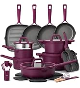 CAROTE 21pcs Pots and Pans Set, Nonstick Cookware Set Detachable Handle, Induction Kitchen Cookwa...