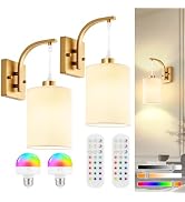 Battery Operated Wall Sconces Set of 2, Black Rechargeable Wall Sconces with Remote & Bulbs, Indo...