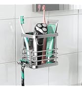LEVERLOC Powerful Suction Cup Stainless Steel Toothbrush Holders, Black | Removable Shower Tooth ...