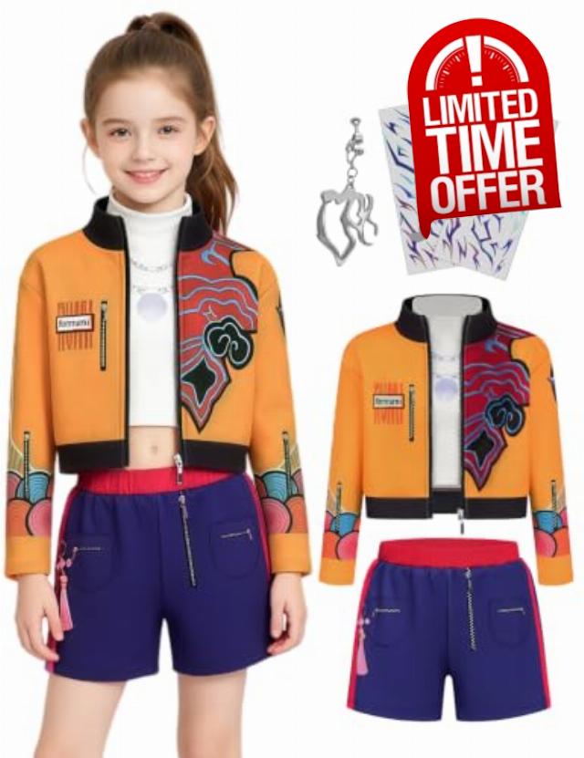 Pop Star Costume Kids Girls Stage Outfit Halloween Costumes with Accessory                                                          Hunters Costume