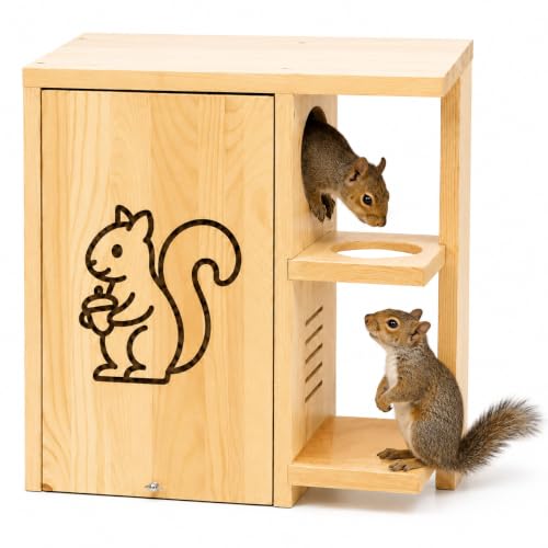 Easy Assembly Outdoor widened large squirrel nesting box with porch & platform – spacious