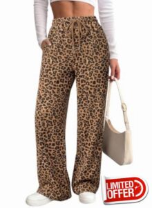 Dokotoo Womens Sweatpants Palazzo Drawstring Elastic Waist Wide Leg Pants                                                          Baggy Trousers with Pockets