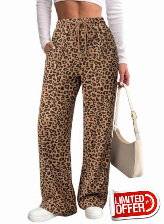 Dokotoo Womens Sweatpants Palazzo Drawstring Elastic Waist Wide Leg Pants                                                          Baggy Trousers with Pockets