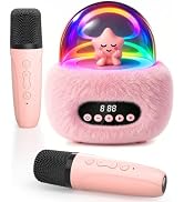 Mini Karaoke Machine Toy for Kids, Portable Karaoke Machine with 2 Wireless Microphone for 4,5,6,...