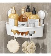 LEVERLOC Shower Caddy Suction Cup, Shower Organizer Removable Bathroom Shelf, Storage Suction Pow...