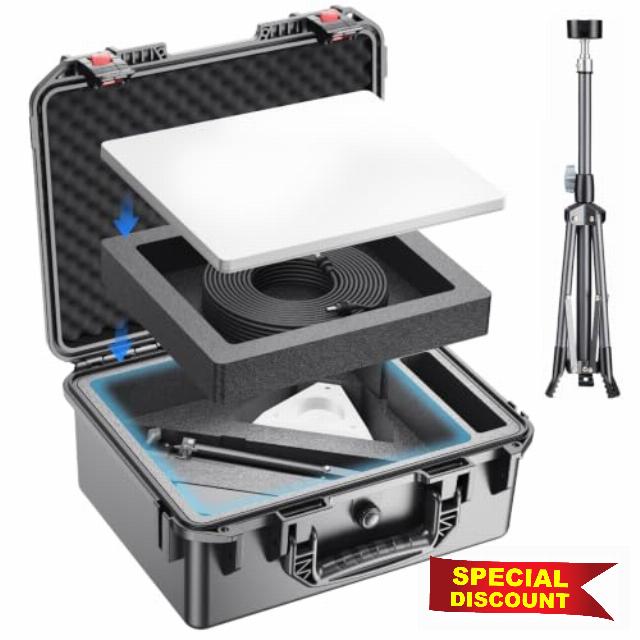Travel Case for Starlink Mini with Tripod - Accessories Kit for Star Link                                                          Hard Carrying Case with Pre-Cut Foam Insert for Starlink Mini Dish